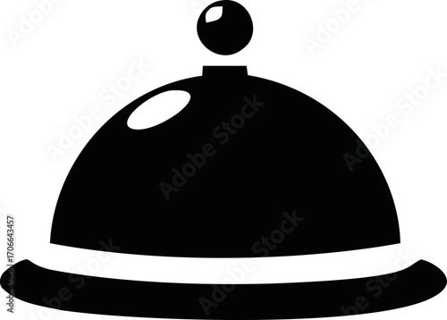 Serving dome sketch hand drawn cloche silhouette with simple round knob — stock vector
