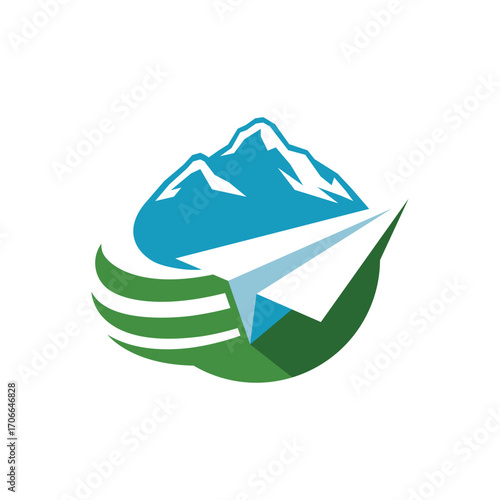 paper airplane globe abstract logo modern style