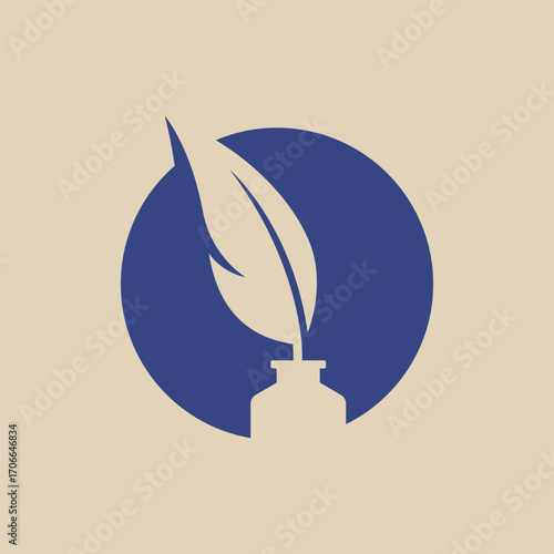 pen feather abstract logo modern style