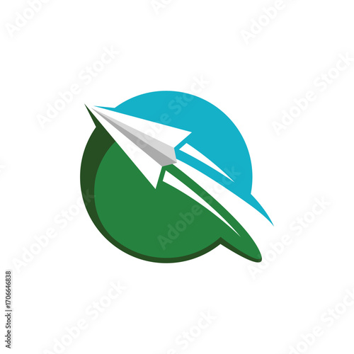 paper airplane globe abstract logo modern style
