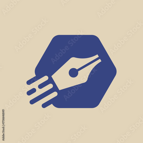 pen feather abstract logo modern style