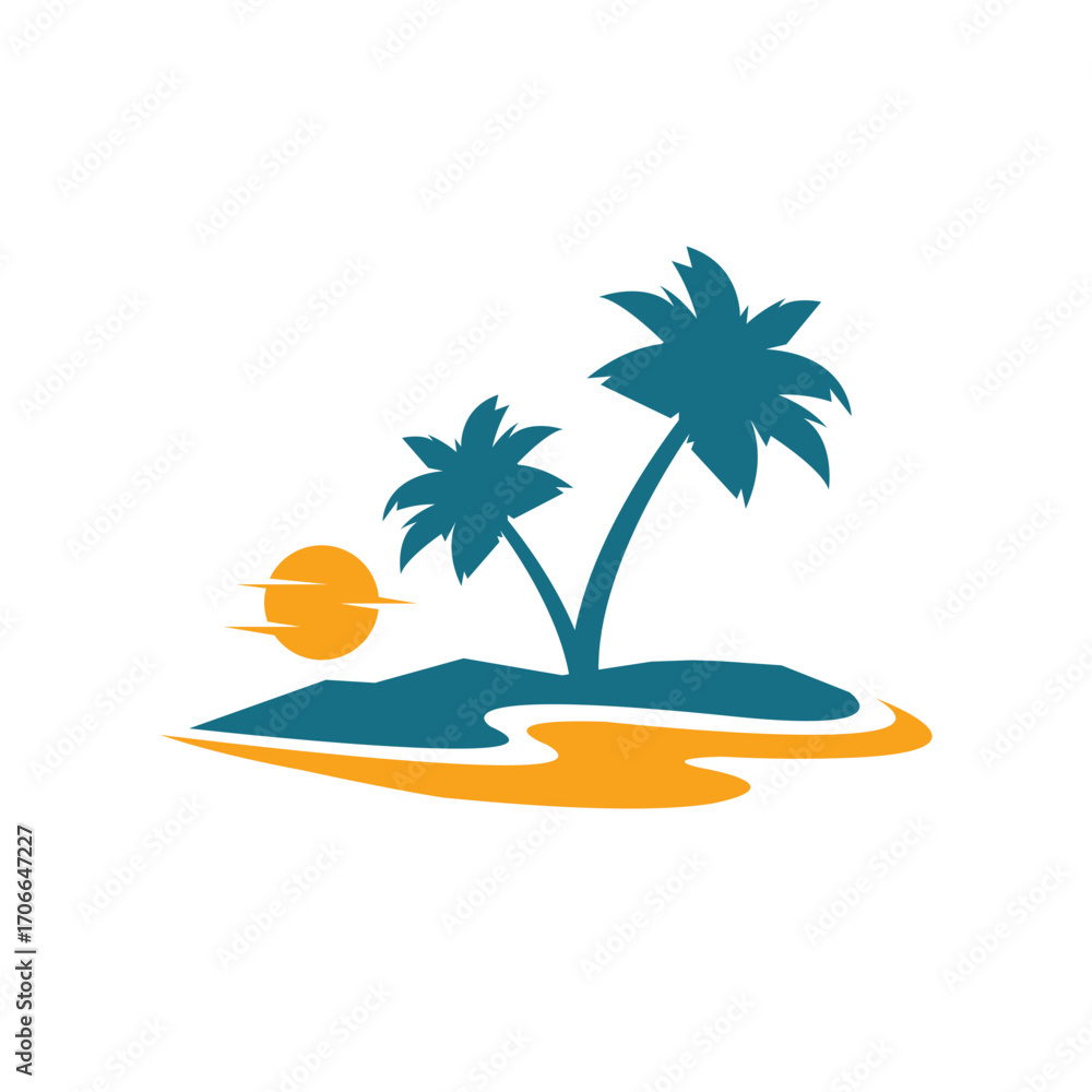 Fototapeta premium beach island vector simple modern logo