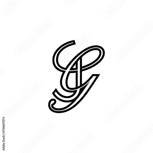 initial letter J with g script logo