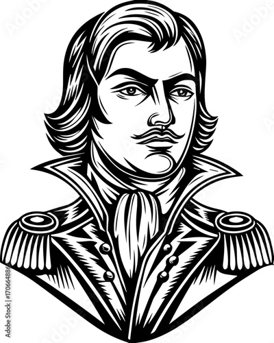 SVG tattoo portraits of ghostly sailors with skull motifs. Vintage Portrait Illustration of a Classic Male Figure in Formal Attire