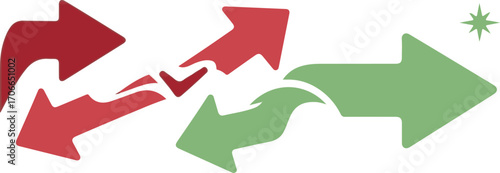 Interconnected Arrows in Red and Green