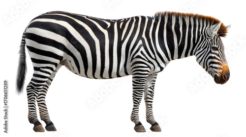 Zebra Portrait: A striking zebra, adorned with its iconic black and white stripes, stands proudly, its distinctive pattern a testament to the marvels of nature and the African wilderness.