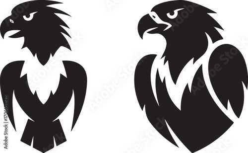 Stylized Graphic Black and White Eagle Illustration for Mascot or Logo Design