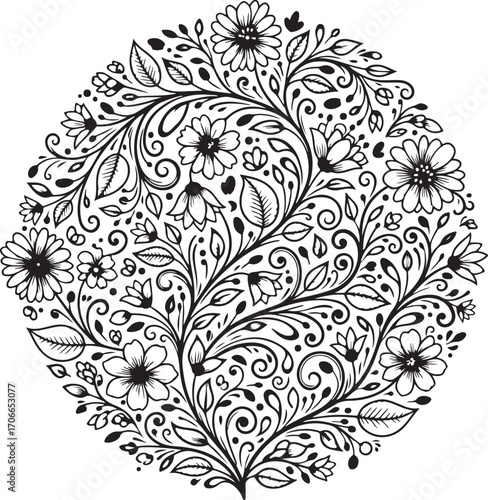 Intricate Floral Design Circle