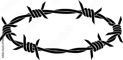 
security protection wire rounded barbed silhouette ,protection wire rounded silhouette vector