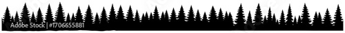 Pine Tree Forest Border Silhouette Seamless Pattern black shape vector laser cutting engraving monochrome print