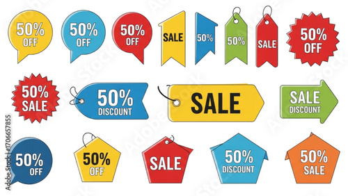 Discount Tags Vector Illustration Marketing and Promotion Labels Banners AI EPS PNG
