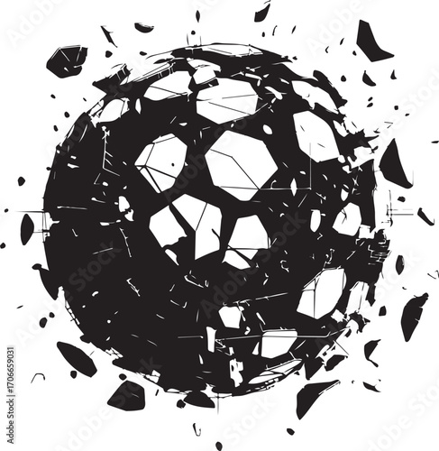 Abstract Shattering Geometric Sphere with Flying Fragments