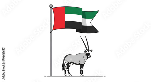 Majestic Oryx Under UAE Flag A Symbol of National Pride and Wildlife Heritage