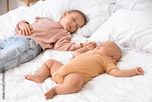 Little girl and baby brothe...