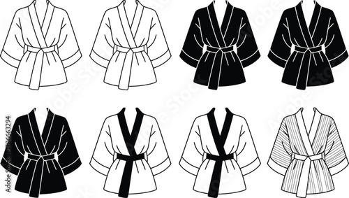 Collection of Kimono Robes in Various Styles and Colors