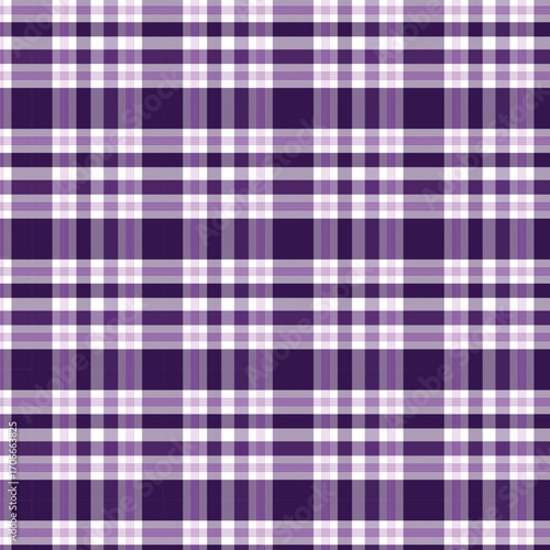 Classic Purple and White Plaid Pattern - Seamless Tartan Texture.