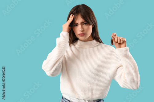 Stressed young woman with c...