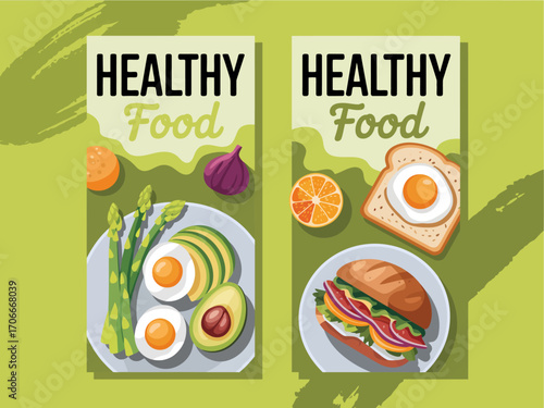 An appetizing arrangement of healthy foods, including eggs, bread, and vegetables, showcasing the colorful and diverse options for a nutritious diet that promotes wellness.