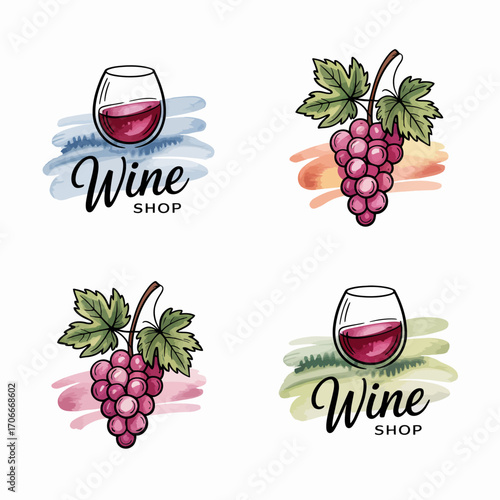 This delightful collection showcases charming wine glasses and ripe grapes, conveying the essence of indulgence and celebration in a visually appealing way.