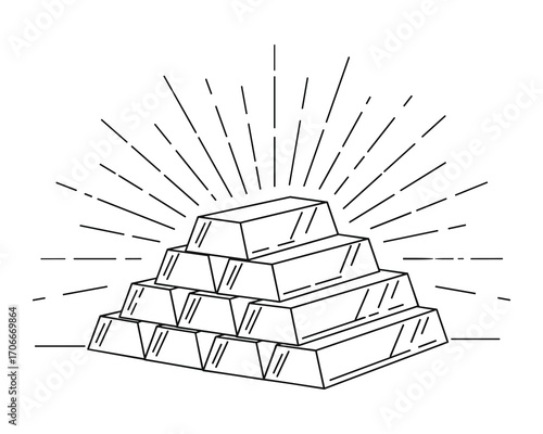 Illustration of a pile of gleaming gold bars, a symbol of wealth and prosperity.