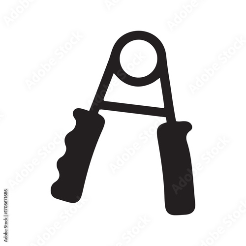 Hand grip strengthener glyph icon. Fitness equipment for strength training and forearm exercise. Black vector silhouette.