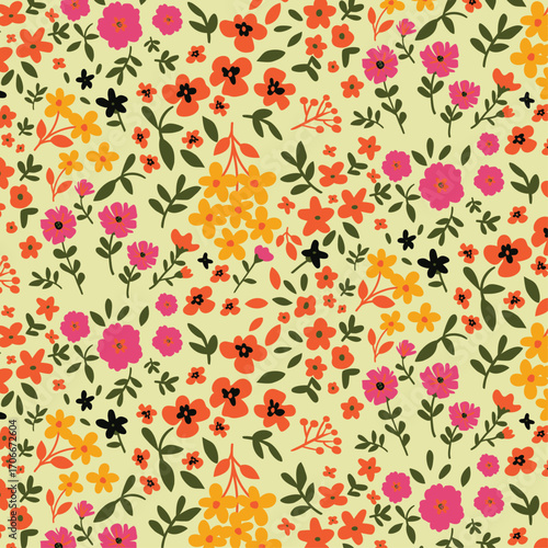 Wallpaper Mural tiny floral pattern design Torontodigital.ca