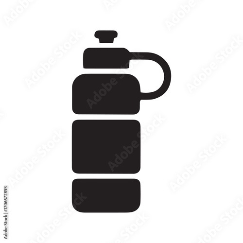 Sports water bottle glyph icon. Fitness hydration symbol for gym and exercise. Black silhouette vector illustration.