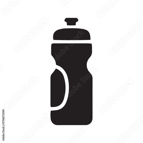 Sports water bottle glyph icon. Fitness hydration symbol for gym and exercise. Black silhouette vector illustration.