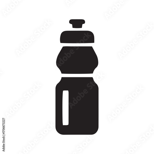 Sports water bottle glyph icon. Fitness hydration symbol for gym and exercise. Black silhouette vector illustration.