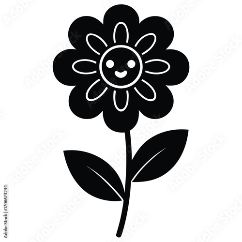 cute cartoon flower illustration isolated on white background