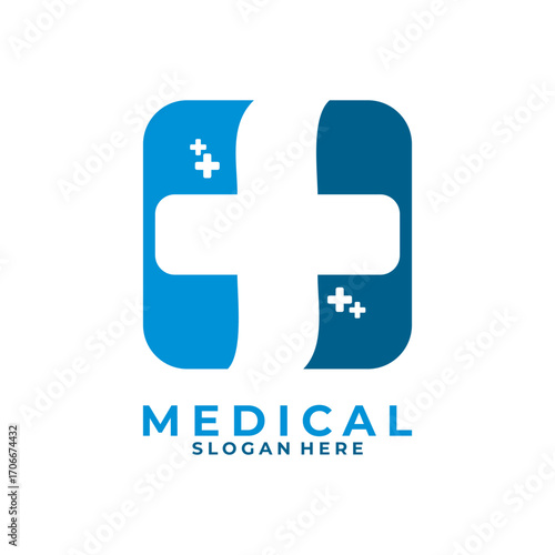 Medical apps logo design vector template. Simple medical logo with square vector