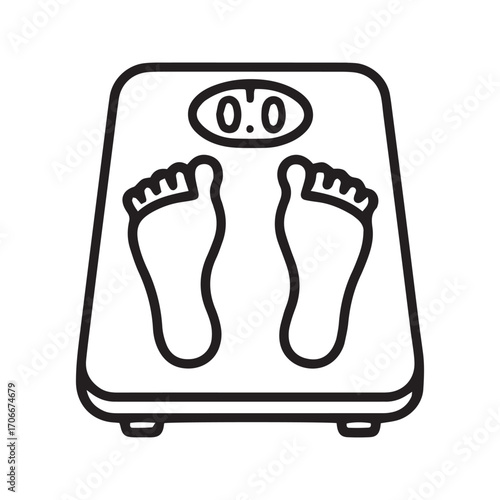 Weight Scale Icon with Feet, Body Measurement Vector Symbol. Diet, Fitness, and Health Tracking Illustration.