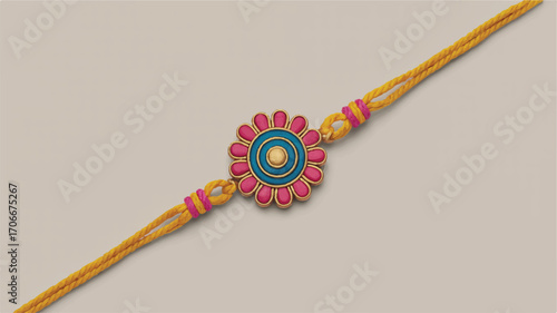 Beautifully Crafted Rakhi Bracelet with Intricate Floral Design, Symbolizing Sibling Love and Tradition
