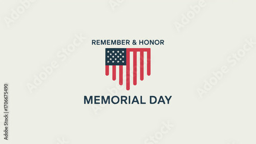 Remember and Honor Memorial Day with a Minimalist American Flag Logo Design
