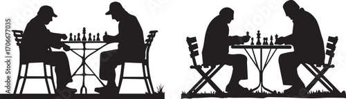 Chess players silhouette vector illustration strategic game competition hobby art