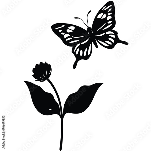 a butterfly delicately landing on a vibrant flower isolated
