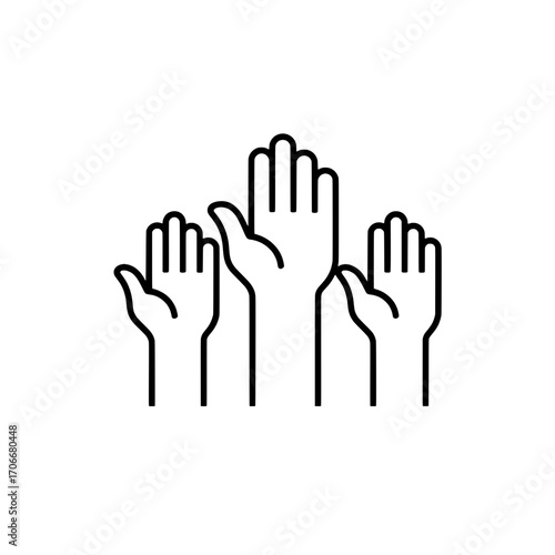 Hands Raised Icon Template Participation, Vote, Unity