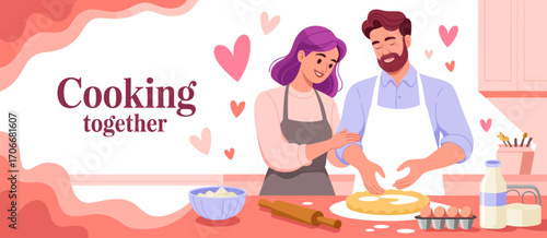 This heartwarming image captures a couple enjoying a joyful cooking experience, emphasizing their connection and teamwork while preparing a delicious meal together.