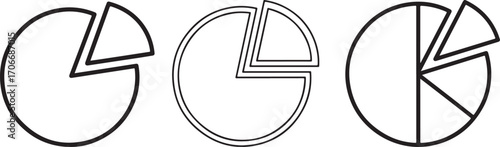 Collection of Outline Pie Chart Diagrams with Exploded Segments