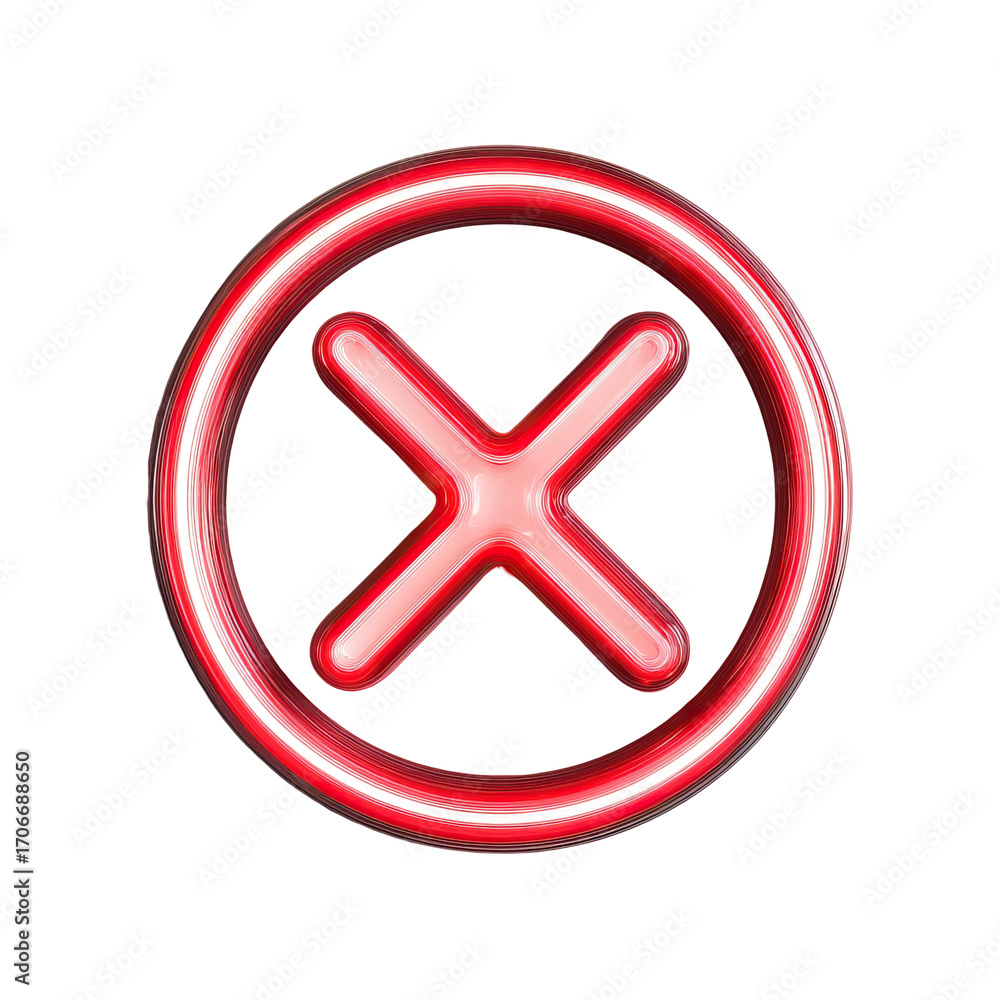 Obraz premium Minimal Red X Icon in Thin Line Style on Transparent Background