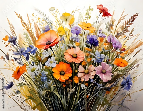 Vibrant floral bouquet, close-up view