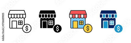 Retail Kiosk Icon Set Multiple Style Collection