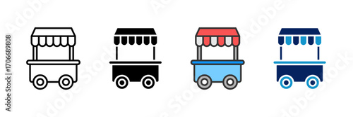 Food Cart Icon Set Multiple Style Collection