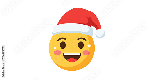 Christmas Emoji with Santa Hat