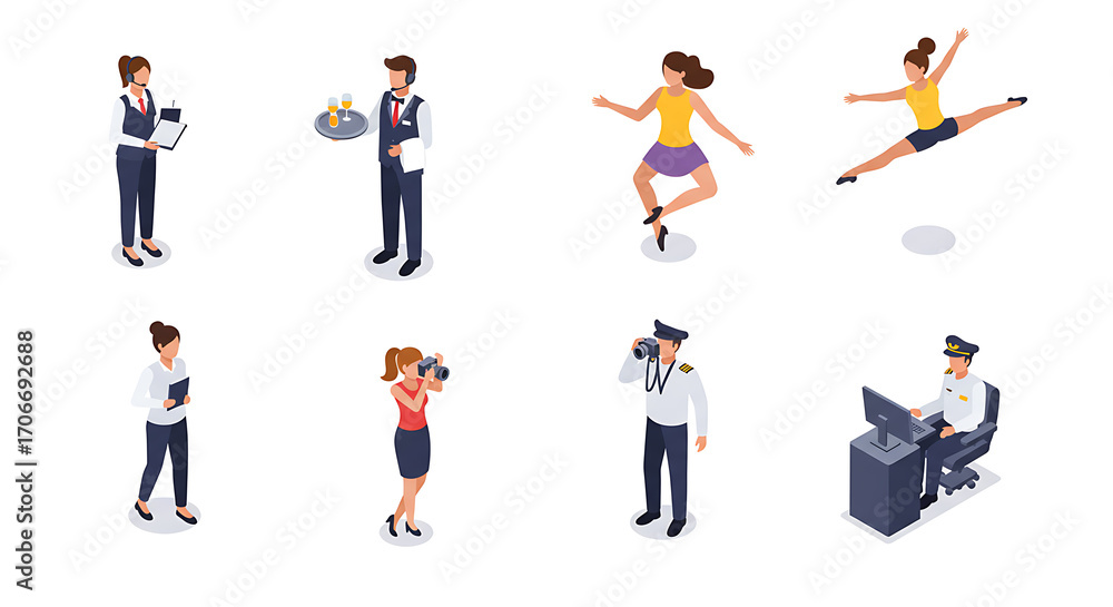 Fototapeta premium Diverse Occupations Isometric Characters