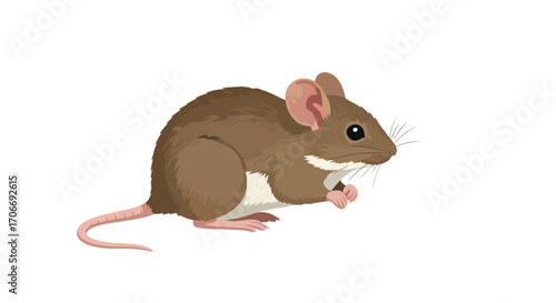 Charming Brown Mouse Illustration Depicting a Curious Rodent on Clean White Background