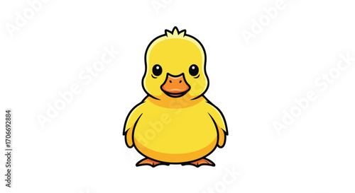 Adorable Cartoon Duckling with Wide Eyes, Perfect for Children's Books and Animated Content creation