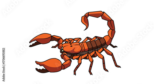 Illustration of a stylized scorpion with segmented body isolated on a white background for diverse design applications