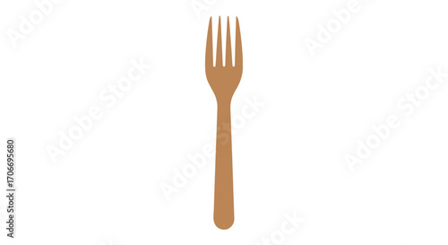 Isolated brown fork on a white background, perfect for culinary illustrations and restaurant menu designs providing a clean and modern design