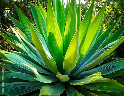 Vibrant green plant leaves in a rosette pattern